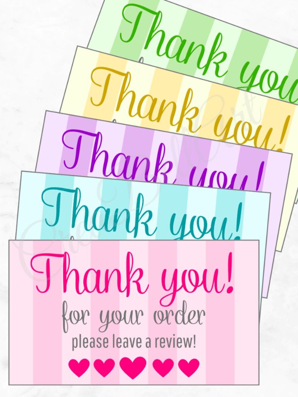 60 Pack striped Thank You Cards